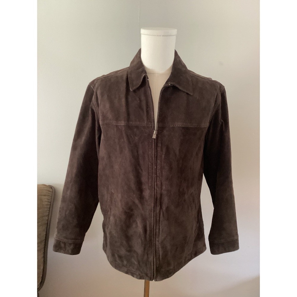 Vtg Axcess Suede MENS Jacket Med Brown Y2K Casual Full Zip